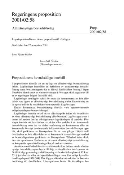 Omslaget till prop. 2001/02:58