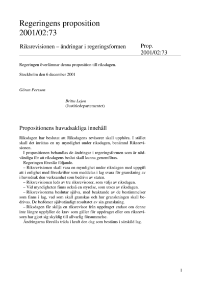 Omslaget till prop. 2001/02:73