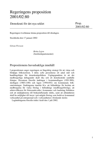 Omslaget till prop. 2001/02:80