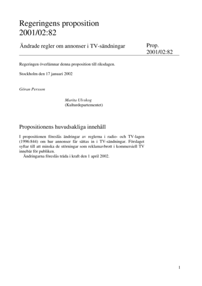Omslaget till prop. 2001/02:82