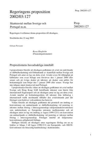 Omslaget till prop. 2002/03:127