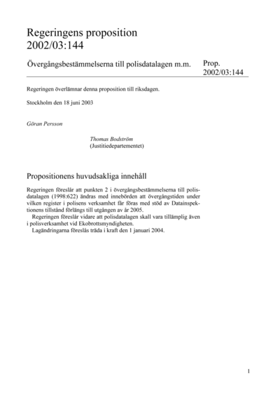 Omslaget till prop. 2002/03:144