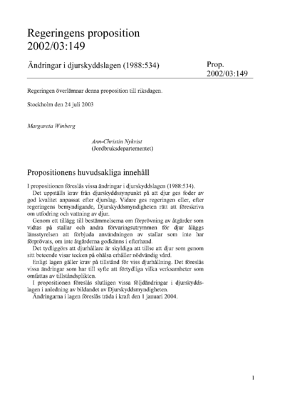 Omslaget till prop. 2002/03:149