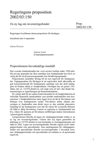 Omslaget till prop. 2002/03:150