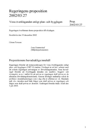 Omslaget till prop. 2002/03:27