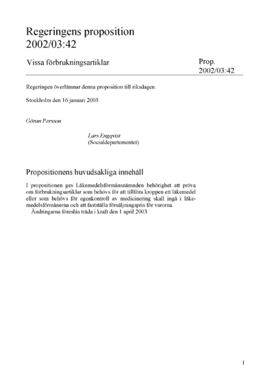Omslaget till prop. 2002/03:42