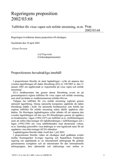 Omslaget till prop. 2002/03:68