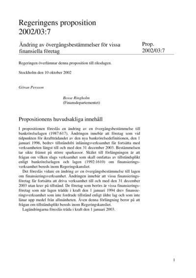 Omslaget till prop. 2002/03:7
