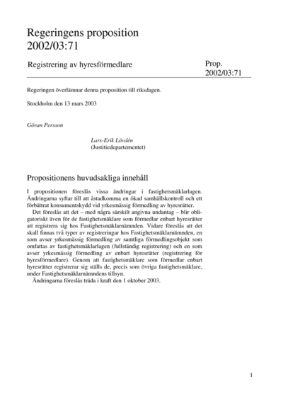 Omslaget till prop. 2002/03:71