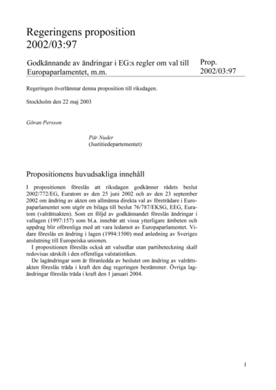 Omslaget till prop. 2002/03:97