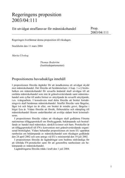 Omslaget till prop. 2003/04:111