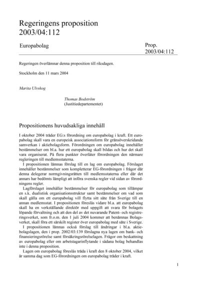 Omslaget till prop. 2003/04:112