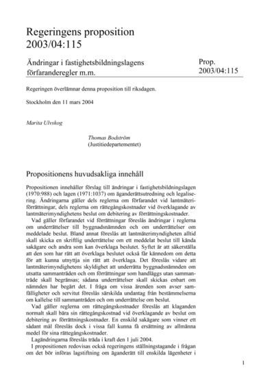 Omslaget till prop. 2003/04:115