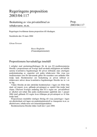 Omslaget till prop. 2003/04:117