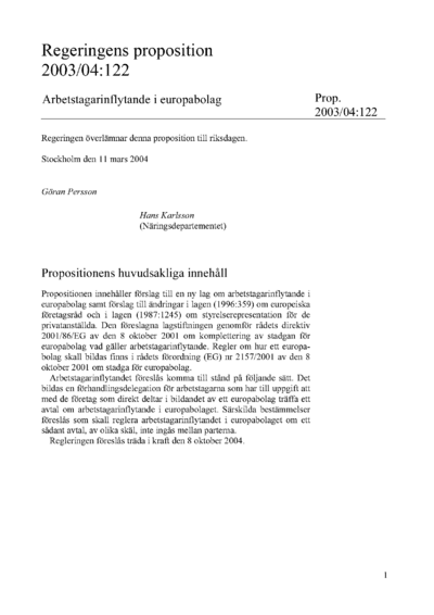 Omslaget till prop. 2003/04:122