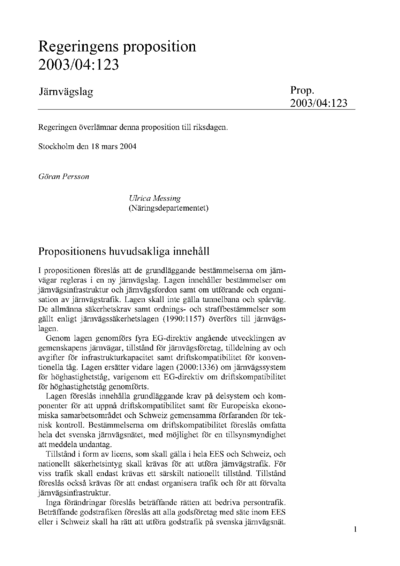 Omslaget till prop. 2003/04:123