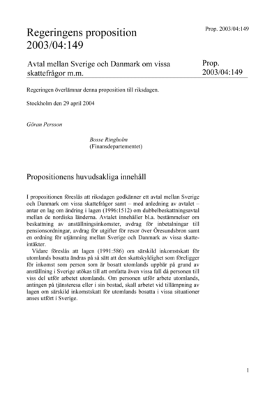 Omslaget till prop. 2003/04:149