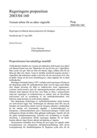 Omslaget till prop. 2003/04:160