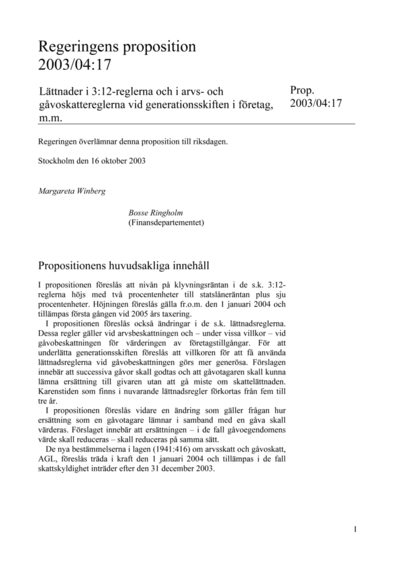 Omslaget till prop. 2003/04:17