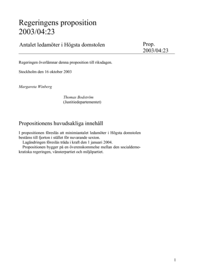 Omslaget till prop. 2003/04:23