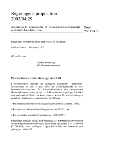 Omslaget till prop. 2003/04:29