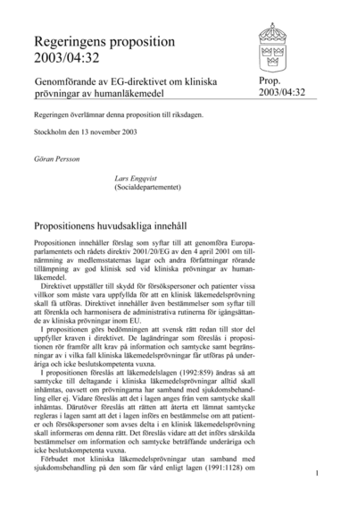 Omslaget till prop. 2003/04:32
