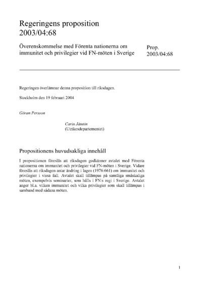 Omslaget till prop. 2003/04:68