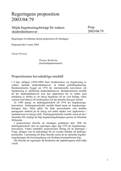 Omslaget till prop. 2003/04:79