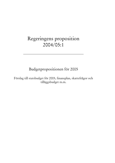 Omslaget till prop. 2004/05:1