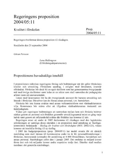Omslaget till prop. 2004/05:11
