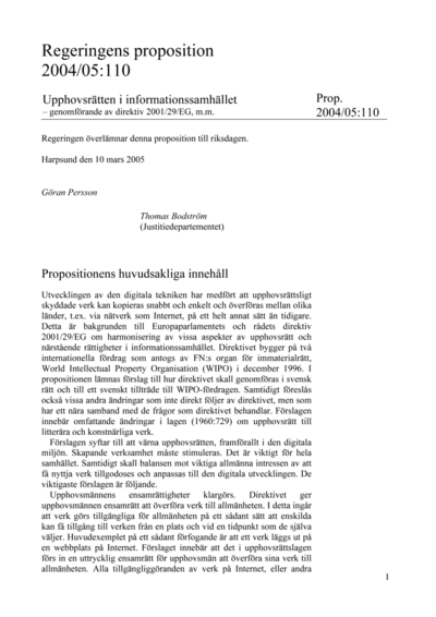 Omslaget till prop. 2004/05:110