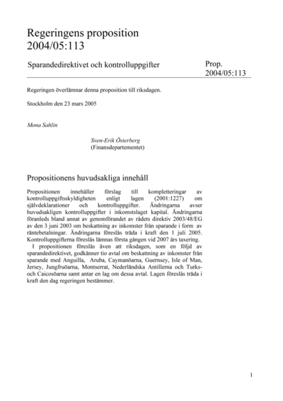 Omslaget till prop. 2004/05:113