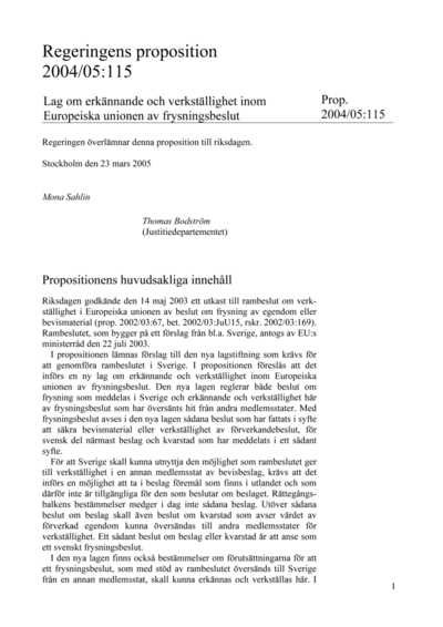 Omslaget till prop. 2004/05:115