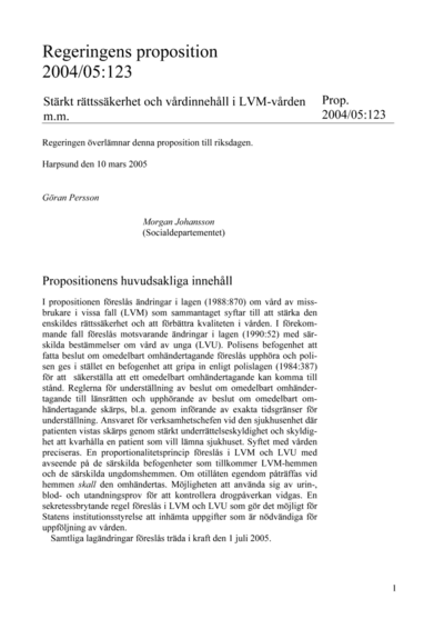 Omslaget till prop. 2004/05:123