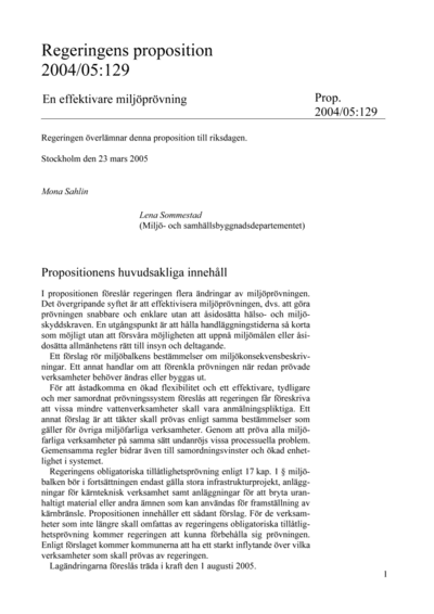 Omslaget till prop. 2004/05:129