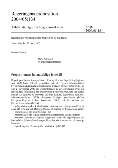 Omslaget till prop. 2004/05:134