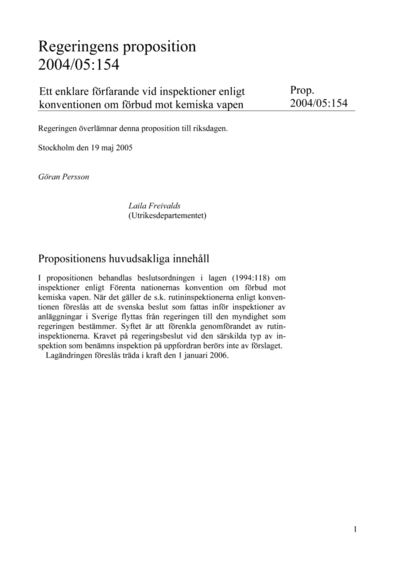 Omslaget till prop. 2004/05:154