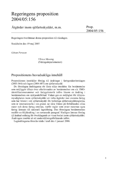 Omslaget till prop. 2004/05:156