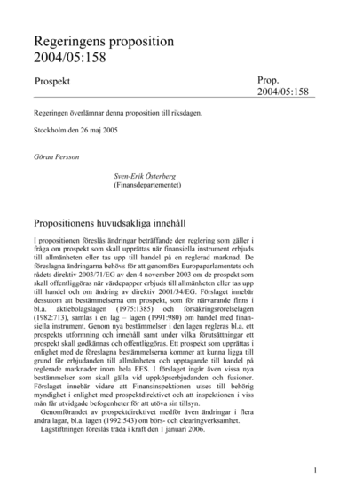 Omslaget till prop. 2004/05:158