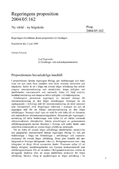 Omslaget till prop. 2004/05:162