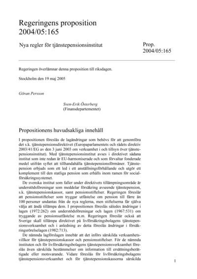 Omslaget till prop. 2004/05:165