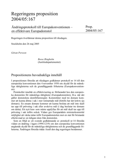 Omslaget till prop. 2004/05:167