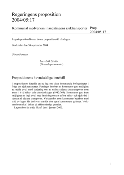 Omslaget till prop. 2004/05:17