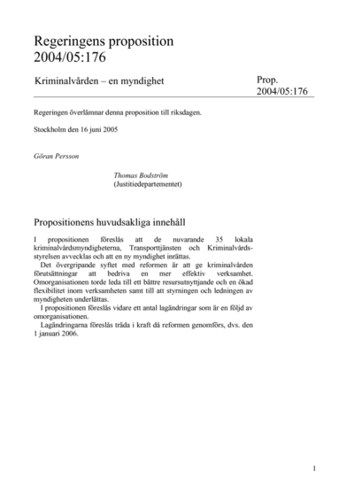 Omslaget till prop. 2004/05:176