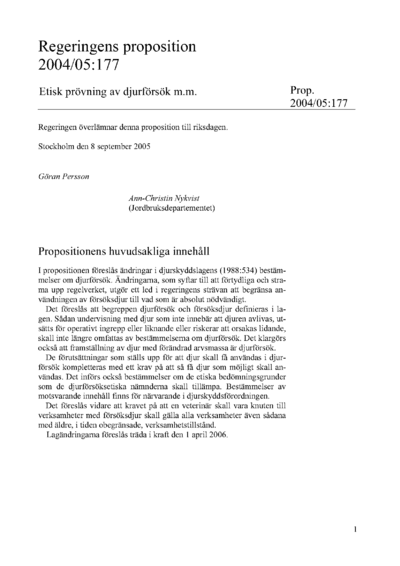 Omslaget till prop. 2004/05:177