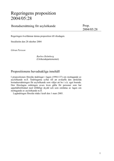 Omslaget till prop. 2004/05:28