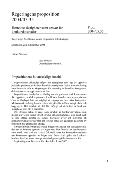 Omslaget till prop. 2004/05:35