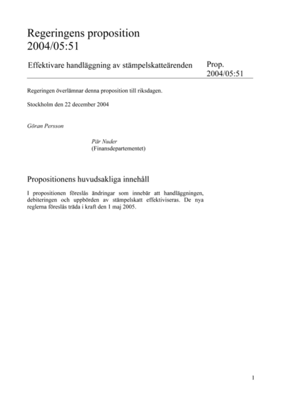 Omslaget till prop. 2004/05:51