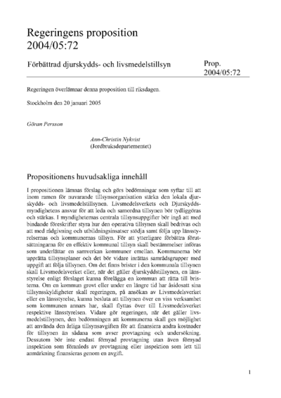 Omslaget till prop. 2004/05:72