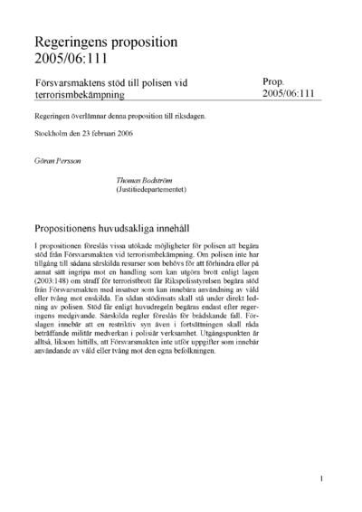 Omslaget till prop. 2005/06:111